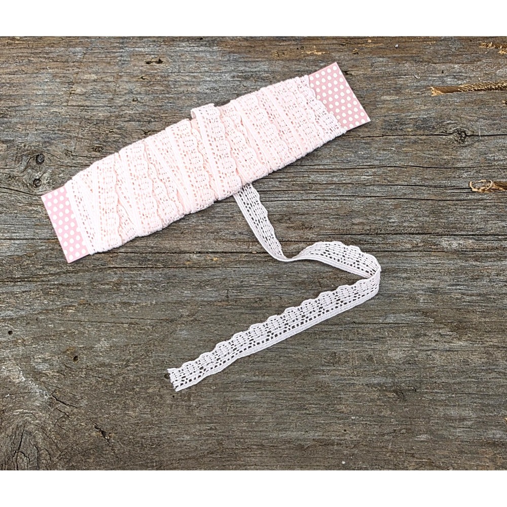 Vintage Light Pink Stretch Lace Trim 5 Yards Journals Sewing Gifts 1/2" NOS